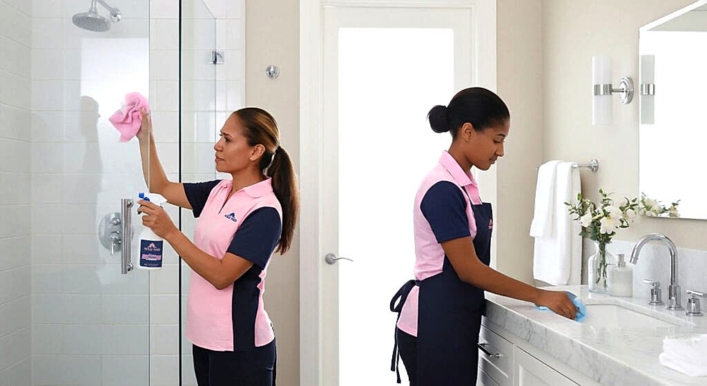 MOLLY MAID team of two providing professional bathroom cleaning service